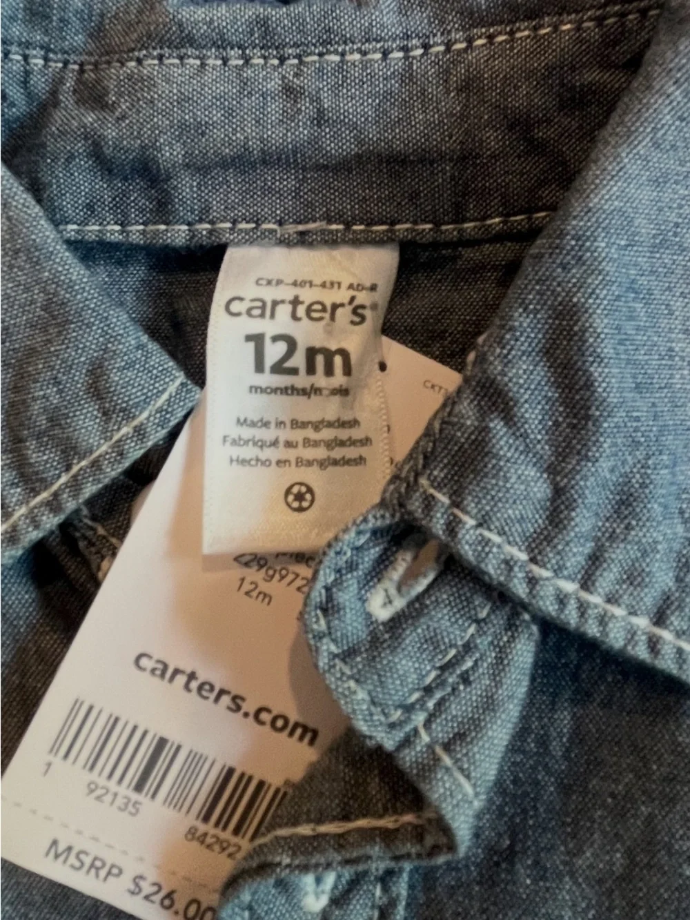 All items are size 12. (2 shirts, 1 Carters multi colored jumper & IZOD jeans.) - Picture 3 of 6